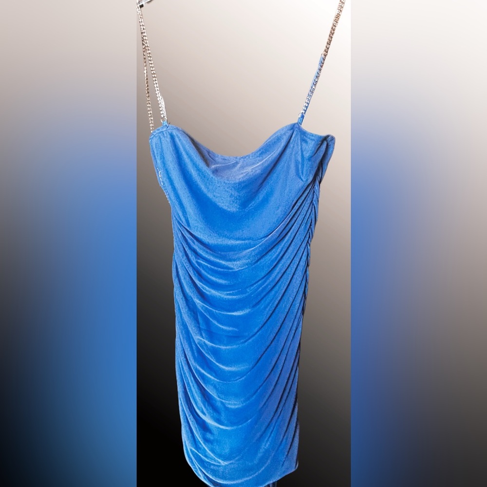 Elegant Blue Draped Dress